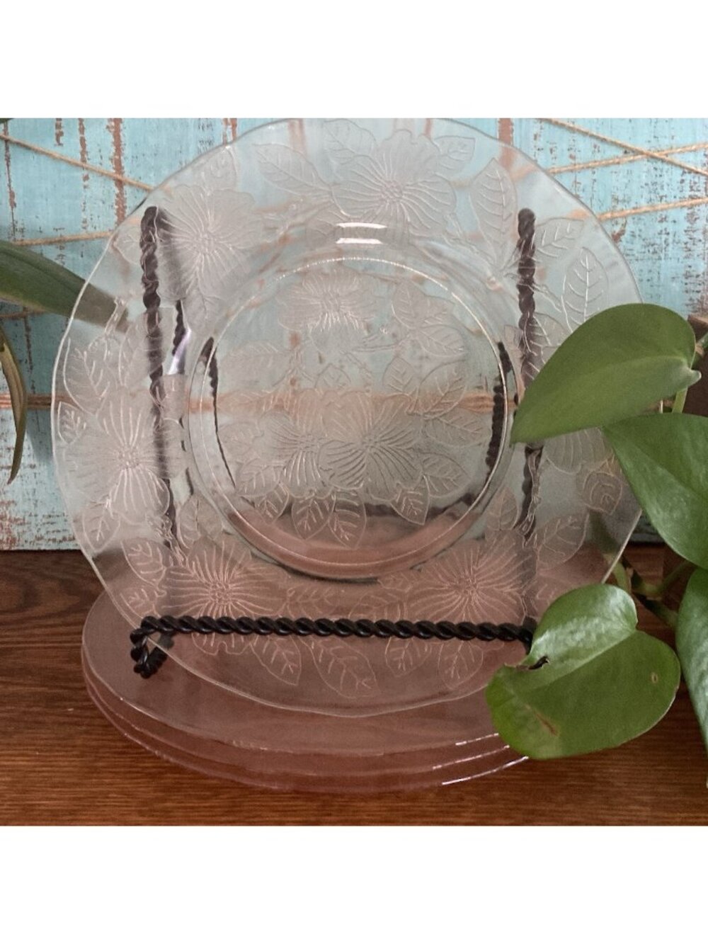 4 Vintage MacBeth-Evans Pink Depression Glass Dogwood Pattern 8" Salad Plates